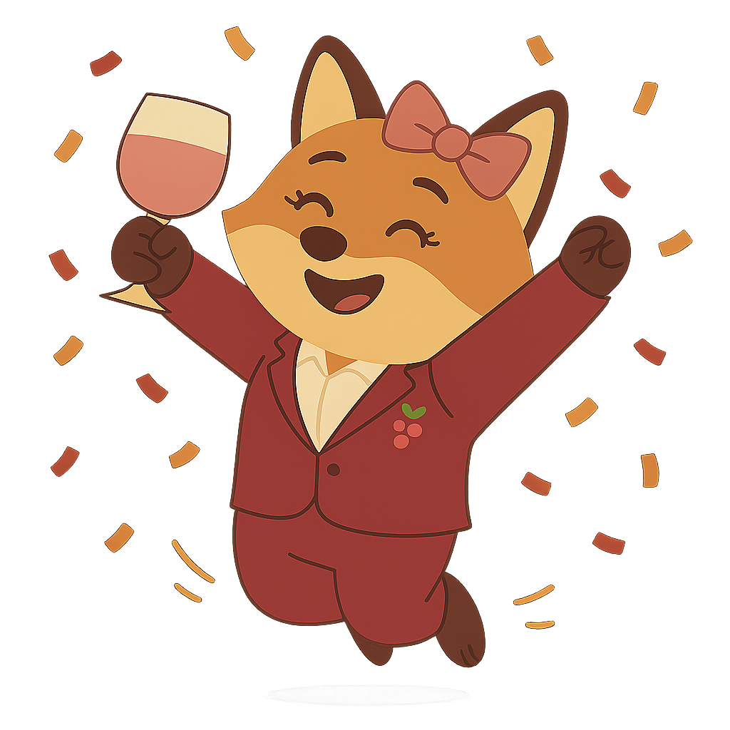 Sommy fox mascot in celebration pose