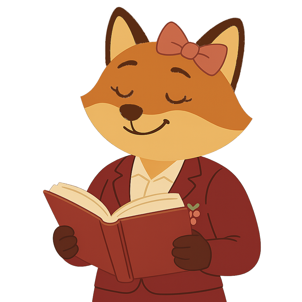 Sommy fox mascot in teaching pose
