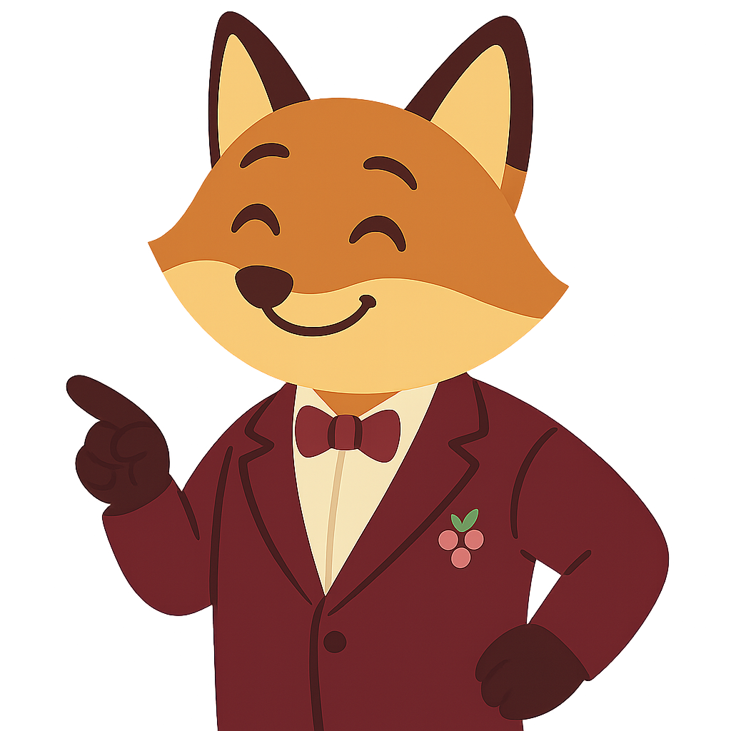 Sommy fox mascot in pointer pose